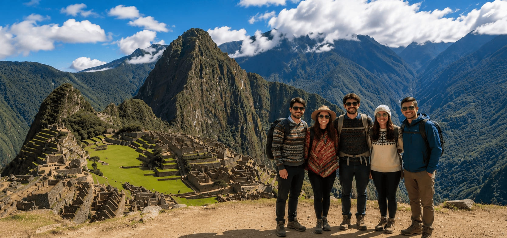 Travelers with PeruTourism at Machu Picchu